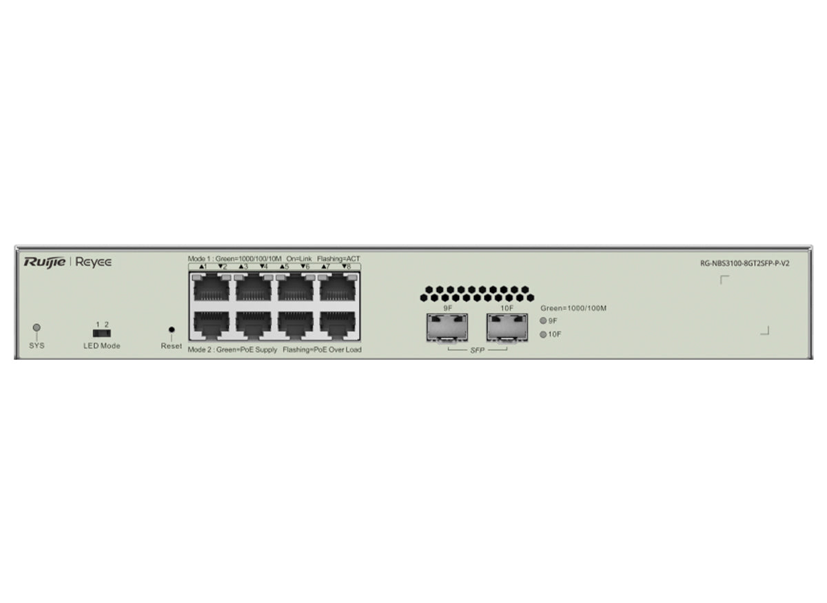 Reyee 8 Port Gigabit PoE 125W 2SFP Layer 2+ Smart Managed Switch