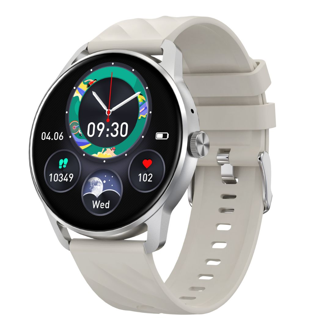MT410 Smart Watch 1.39" HD IPX68 with BT Calls Sports HR BP BO - Silver