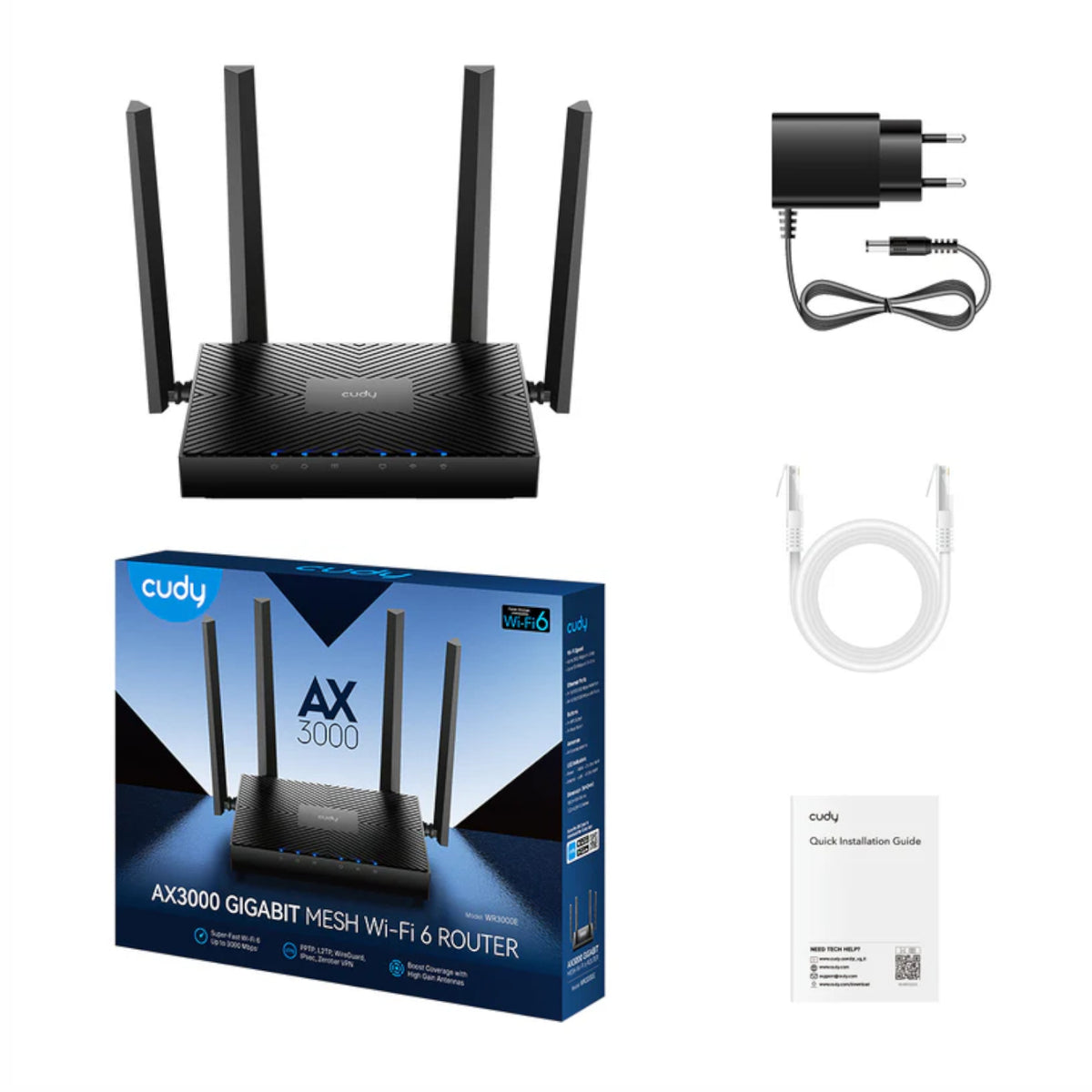 Cudy AX3000 5-Port Gigabit Dual-Band Wi-Fi 6 Mesh Router – Black – image 6