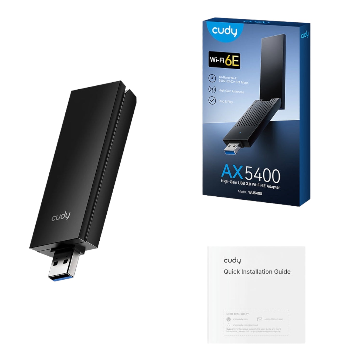 Cudy AX5400 Wi-Fi 6E USB 3.0 Tri-Band High-Gain Adapter-Black – image 5