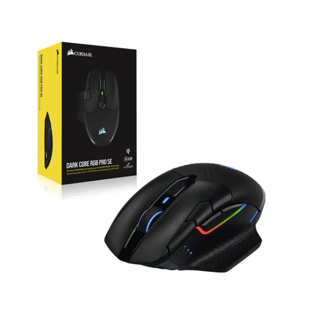 Corsair DARK CORE RGB PRO SE, Ambidextrous, Optical, RF Wireless + USB Type-C, 18000 DPI, Black