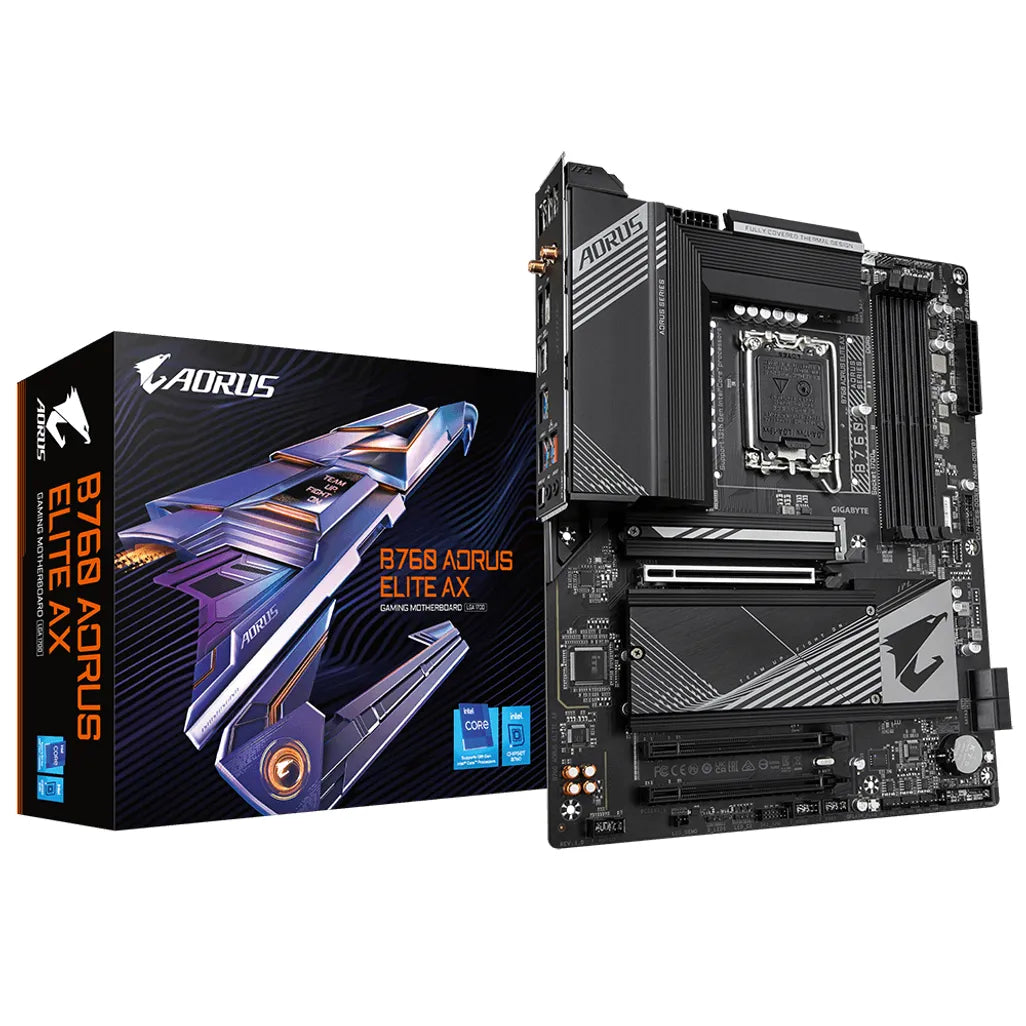 Gigabyte B760 AORUS ELITE AX (rev. 1.0), Intel, LGA 1700, Intel® Celeron®, Intel® Core™ i3, Intel® Core™ i5, Intel® Core™ i7, Intel® Core™ i9,..., LGA 1700, DDR5-SDRAM, 128 GB