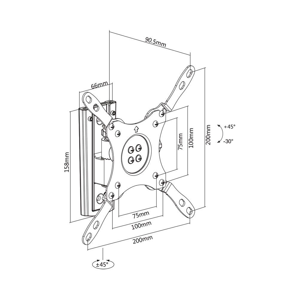 BRACKET - ALUMINIUM PIVOT TV WALL MOUNT - Specially for RV, Motor Home, Caravan, etc