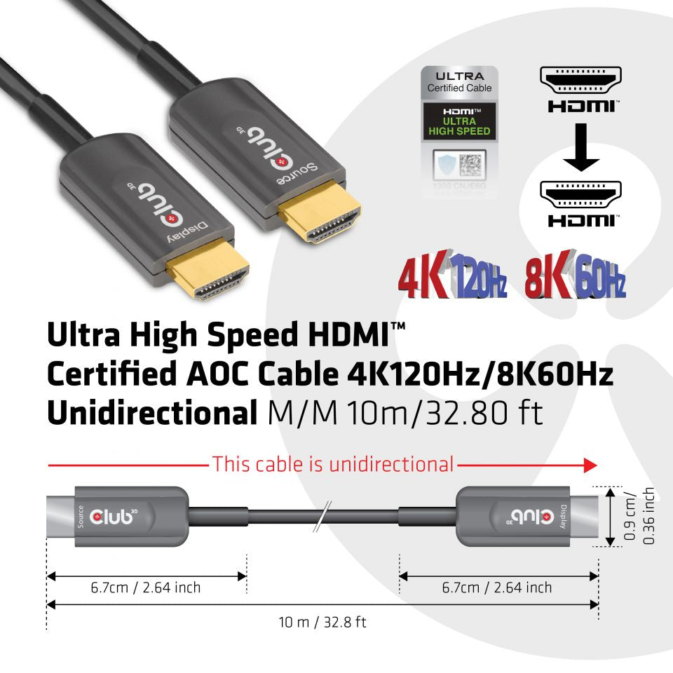 10M HDMI 2.1 M-M CABLE 8K 60HZ 4K 120HZ