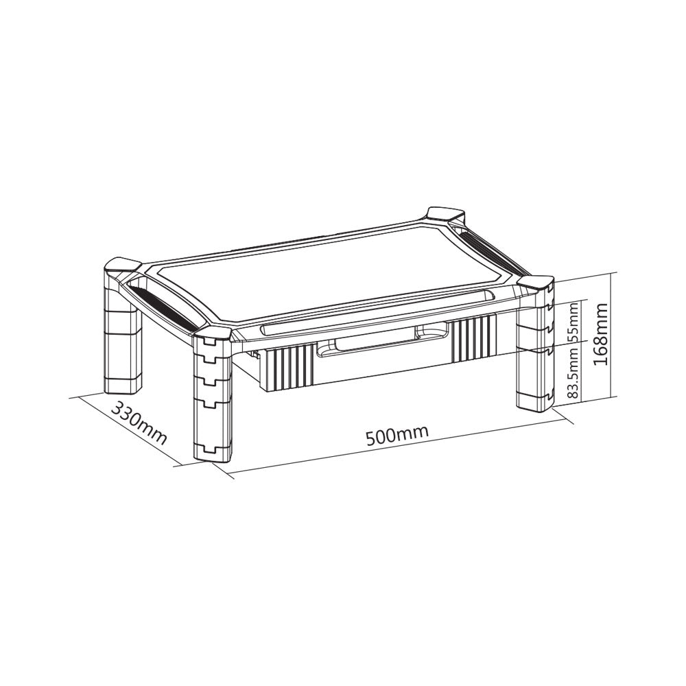 BRACKET - MODULAR MULTI-PURPOSE SMART STAND WITH DRAWER (LARGE SURFACE) - Accommodate most 13’’-32’’ monitors, laptops, printers, and other office machines