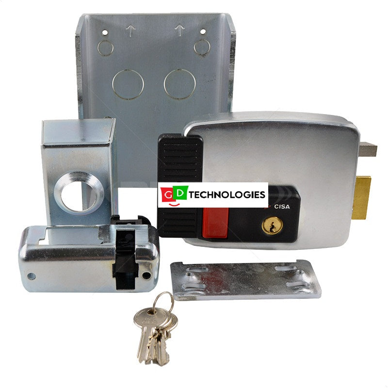 CISA ELECTRIC RIM GATE LOCK INWARD OPEN RHS WITH PUSH BUTTON 12VAC