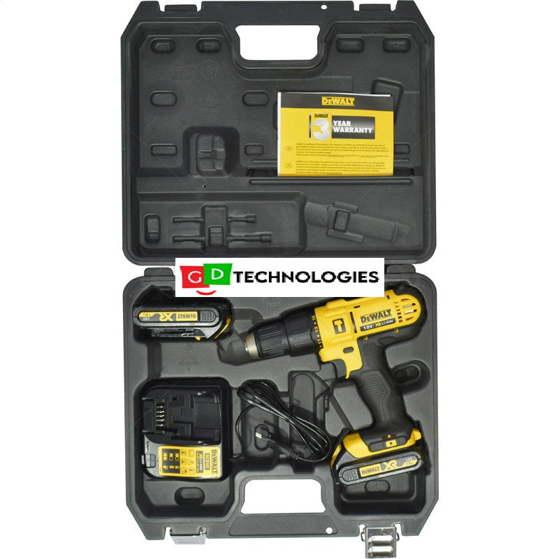 DEWALT HAMMER DRILL DRIVER KIT 18VDC XR LI-ON INCL 100PC DRILL BIT SET