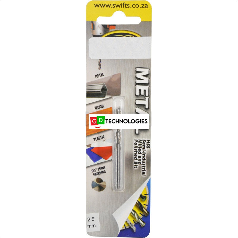 DRILL BIT - STEEL 2.5MM - 2 PACK