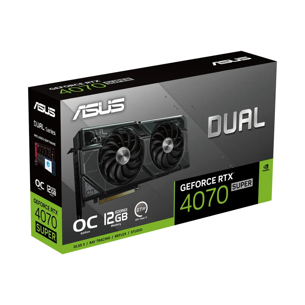 ASUS Dual -RTX4070S-O12G, GeForce RTX 4070 SUPER, 12 GB, GDDR6X, 192 bit, 7680 x 4320 pixels, PCI Express 4.0