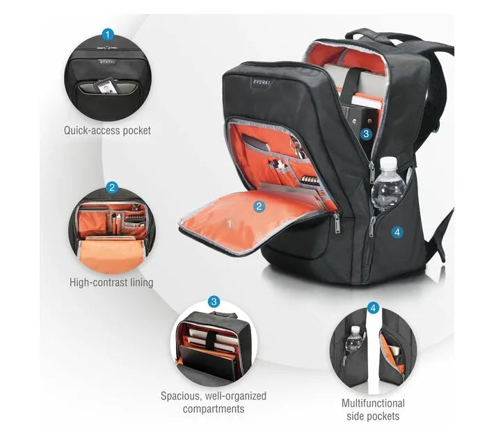 EVERKI ADVANCE BACKPACK | Fits up to 15.6 inch laptops | Hidden stash pocket | Trolley handle pass-through - image 2