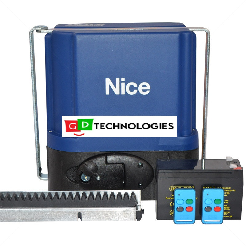 NICE DRIVE 600 GATE MOTOR KIT INCL BATT+ 2M STEEL RCK + 2X4BUT TX ACDC
