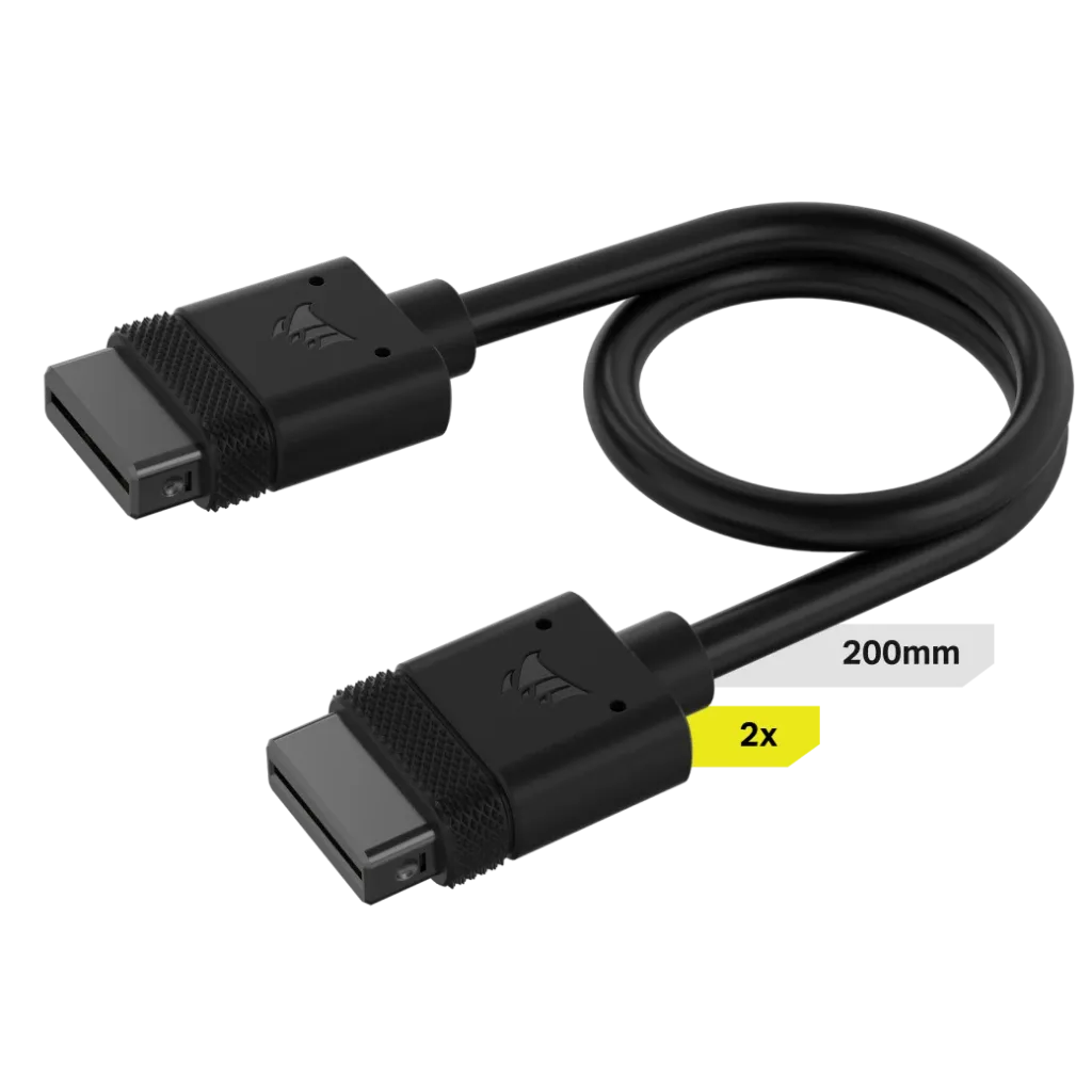 Corsair iCUE LINK Cable; 2x 200mm with Straight connectors; Black - image 2