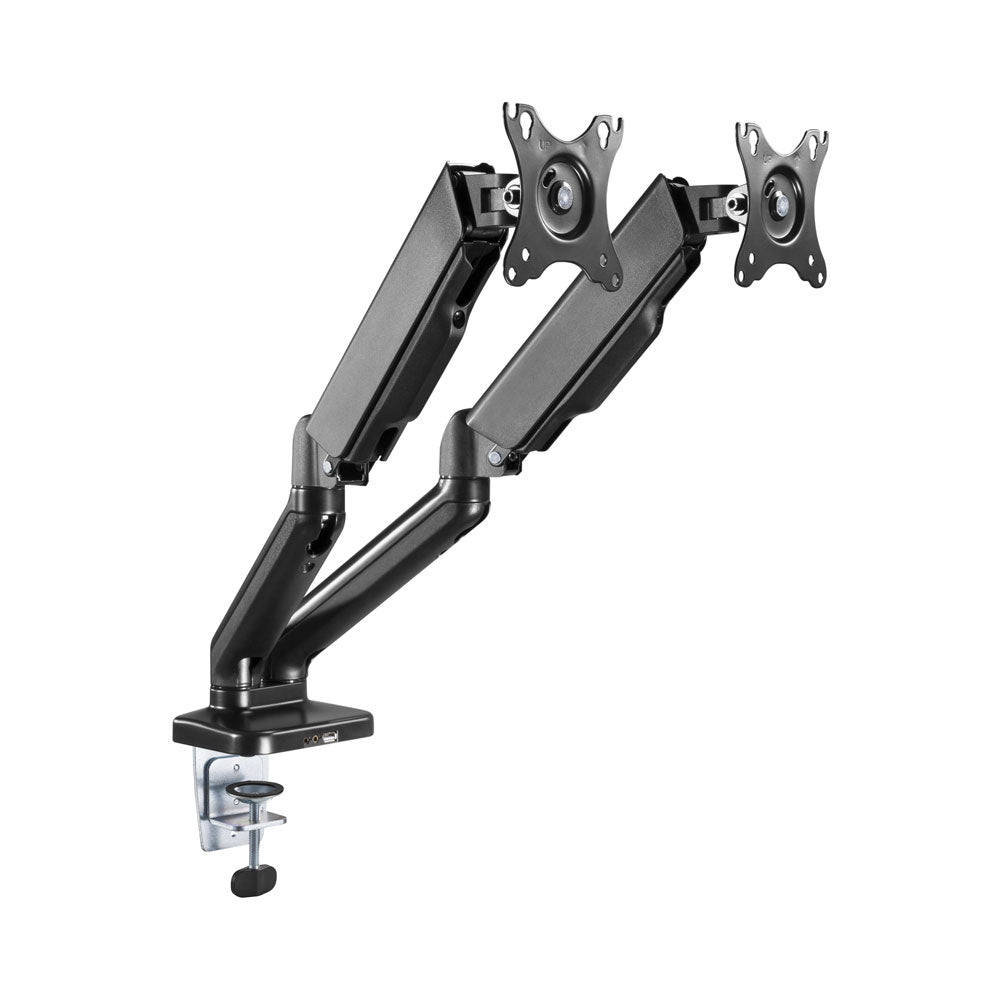 LINKQNET LDT46-C024U | 17-32" DUAL MONITOR SPRING-ASSISTED DESKTOP BRACKET WITH USB AND AUDIO POR