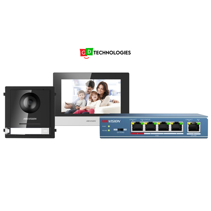 HIKVISION 1-1 VIDEO INTERCOM KIT (WITH SD CARD AND 4 PORT SWITCH)