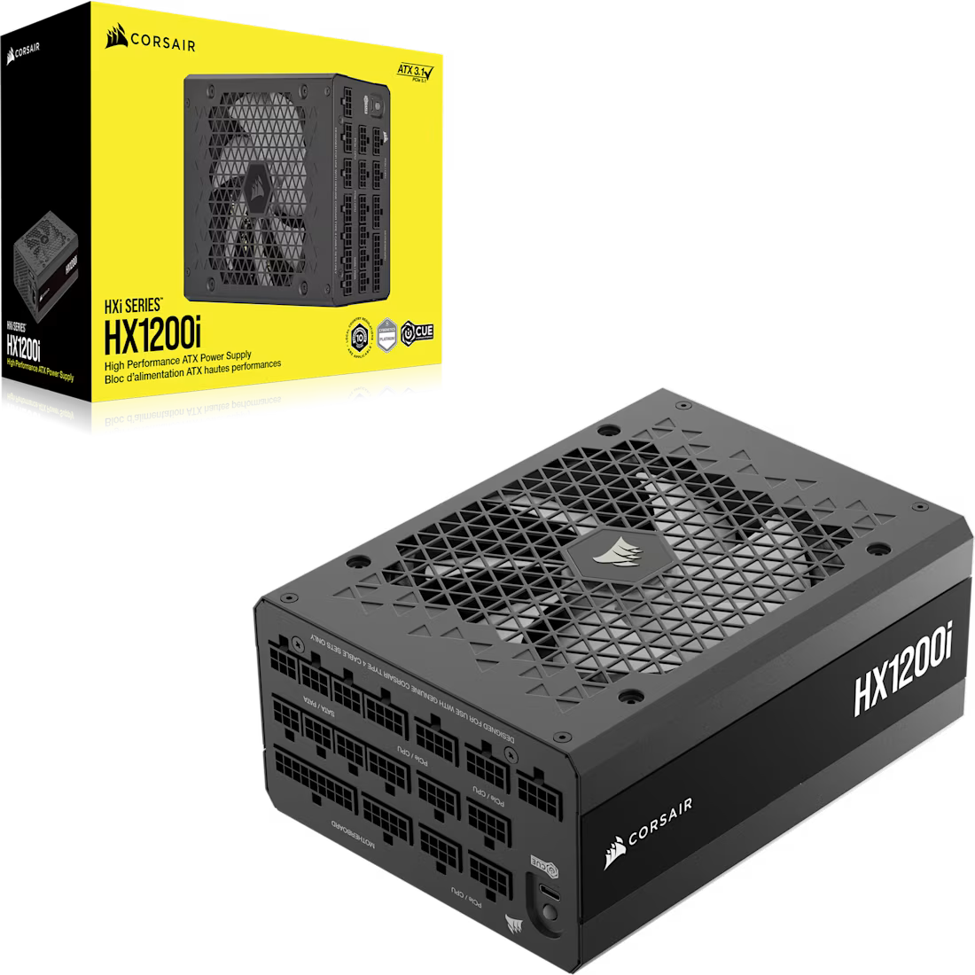 Corsair HX Series™ HX1200i — 1200 Watt 80 PLUS® Platinum Certified Fully Modular PSU; ATX 3.1; PCIe 5.1 10yr Warranty - image 2