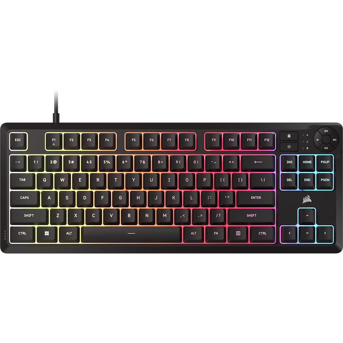 CORSAIR K55 CORE TKL RGB Wired Gaming Membrane Keyboard with 8-Zone RGB Backlighting – Black