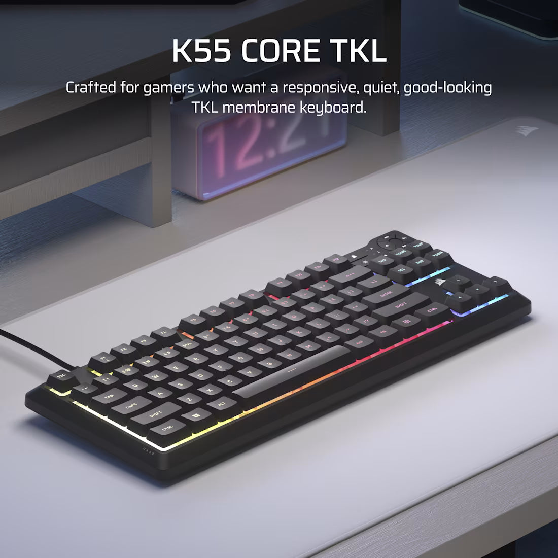CORSAIR K55 CORE TKL RGB Wired Gaming Membrane Keyboard with 8-Zone RGB Backlighting – Black - image 2