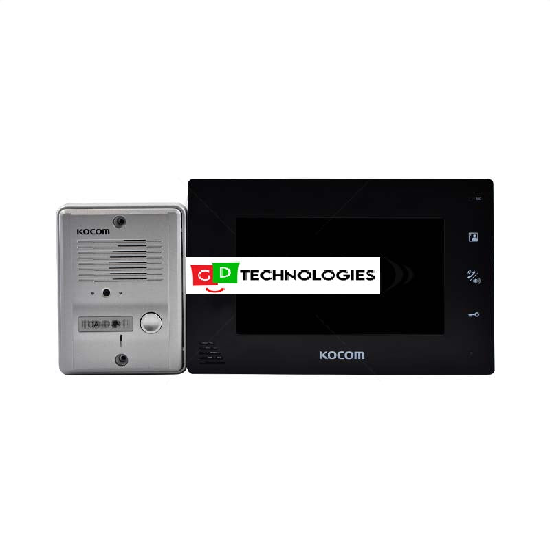 KOCOM 4 WIRE 7" COLOUR HANDSFREE VIDEO KIT - BLACK