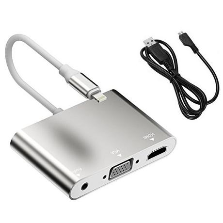 LIGHTNING TO VGA+HMDI+AUD