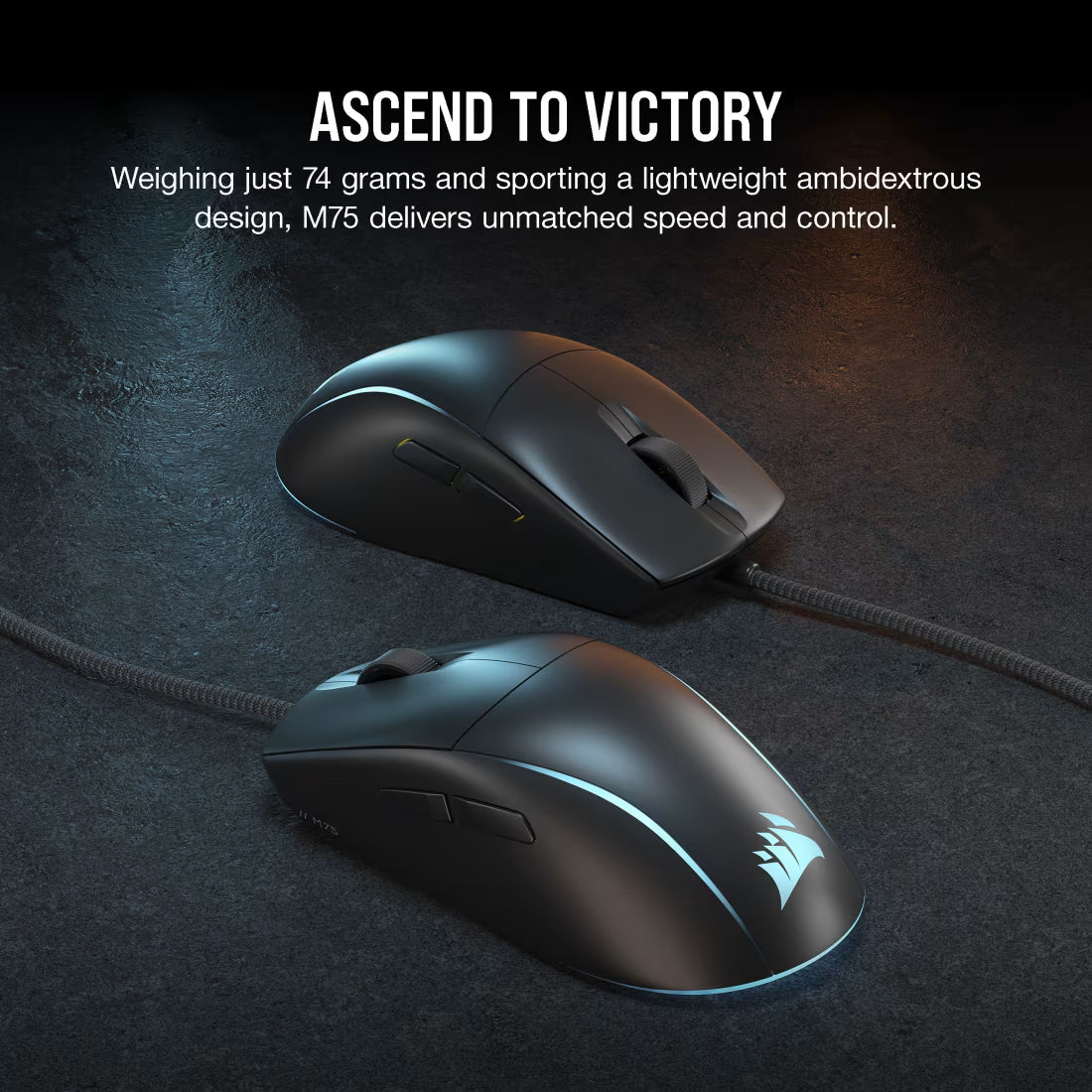 Corsair M75 Lightweight RGB Gaming Mouse; Black; 26000 DPI. - image 2