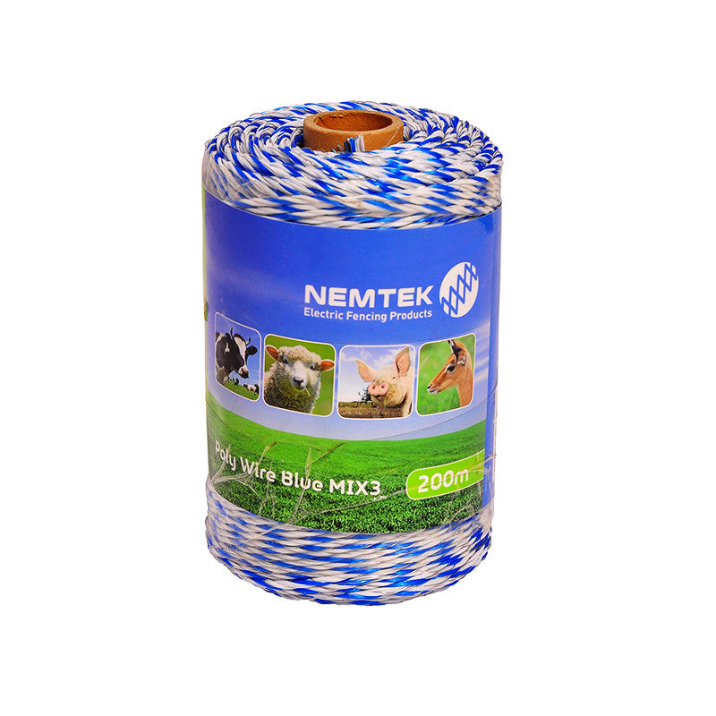Nemtek Agri Poly Wire - Blue MIX3 - 200m AW-PWBMIX3200M