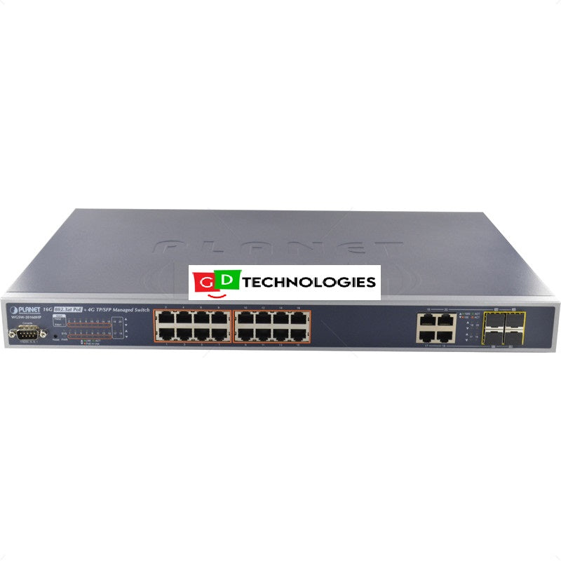 PLANET 16 PORT GIGABIT MANAGED POE + 4 SHARED GB TP/SFP UPLINK SWITCH