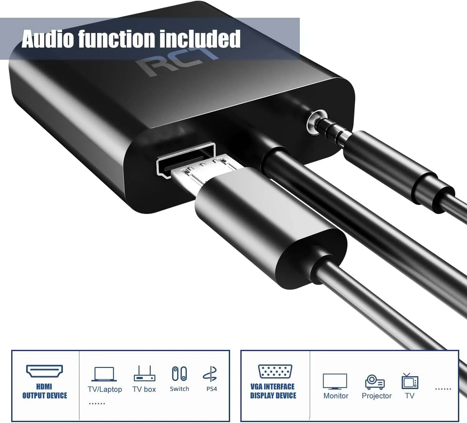 RCT HDMI to VGA (M to F) adapter with audio - image 3