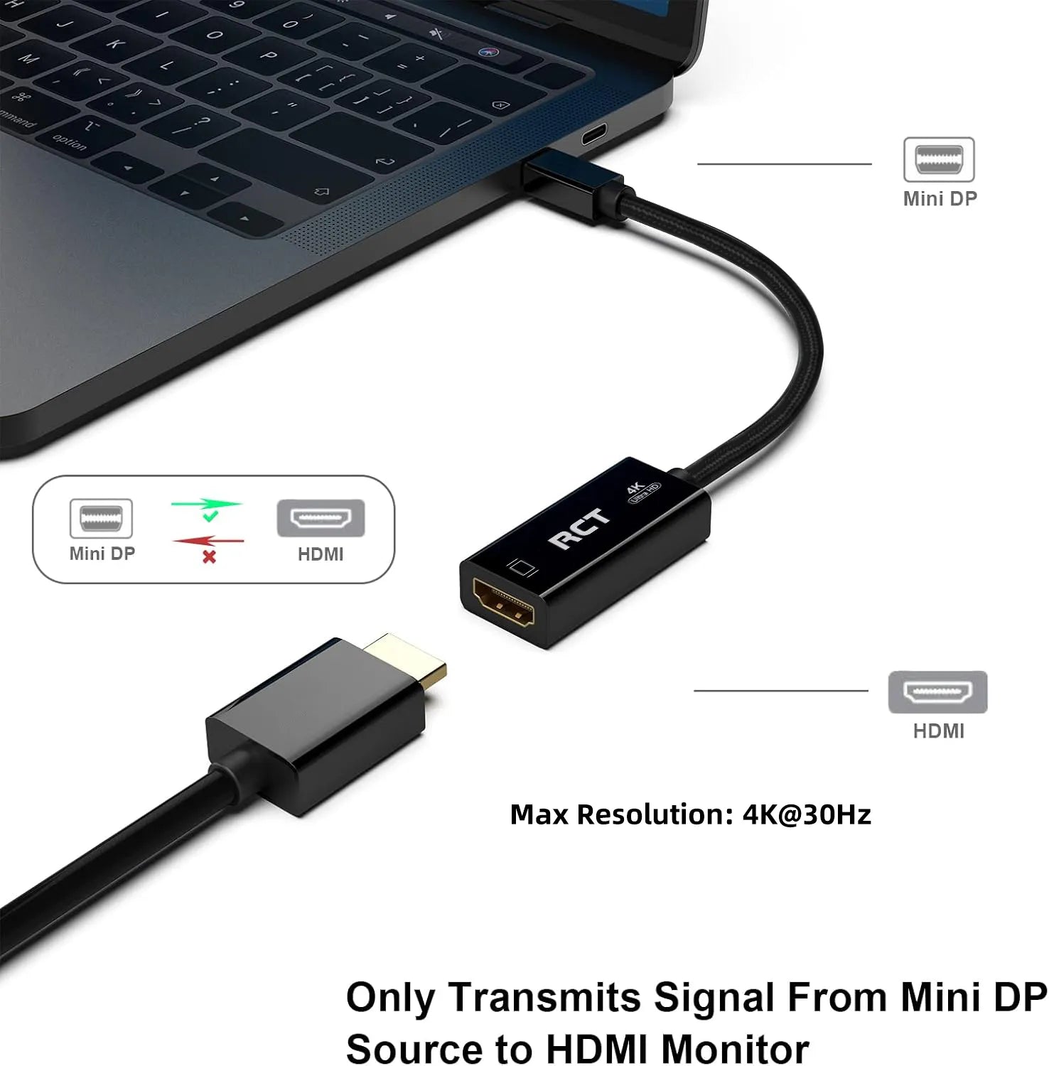 RCT mini display port to HDMI 4K (M to F) adapter - image 2
