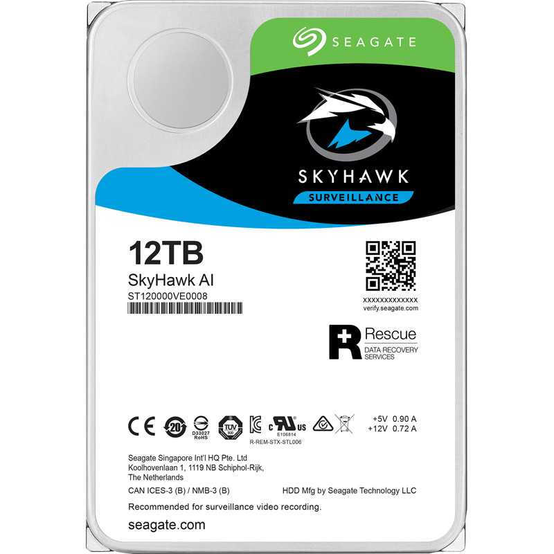 SEAGATE 12TB HDD Surveillance Storage SkyHawk AI Drive 3.5" Size SATA