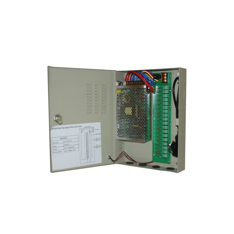 PSU CCTV 18way 20Amp Distribution Box
