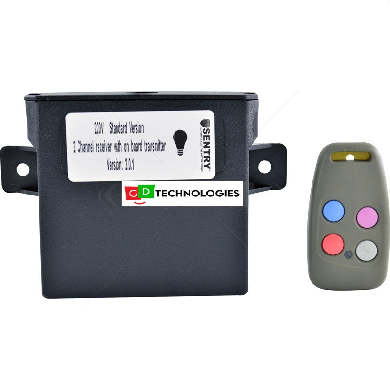 SENTRY - 220V LIGHT 2CH RECEIVER TRANSMITT INCL 1 X 4 BUTT TX (433.92)