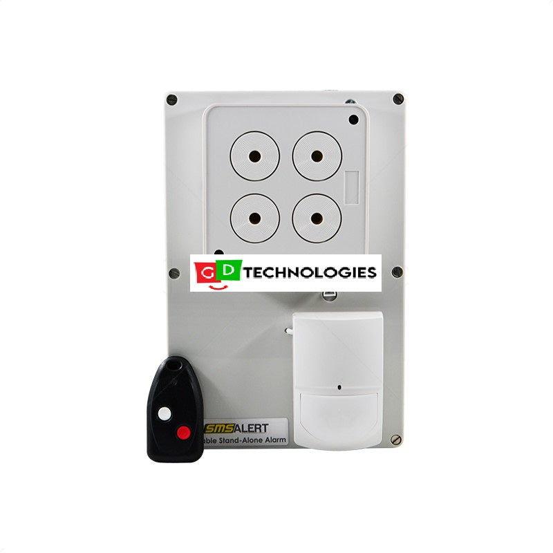 SMS ALERT STANDALONE ALARM KIT - 1 PIR SOUNDER 3CH RX 8 USER