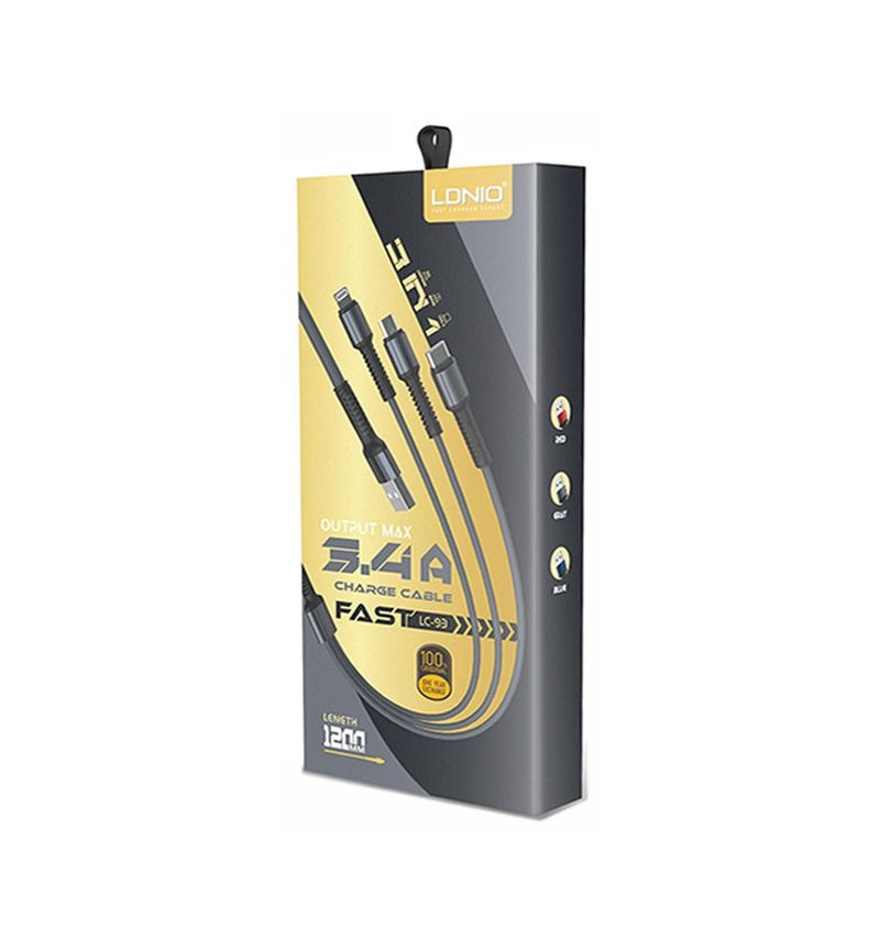 3-IN-1: 1.2M - CHARGE & SYNC - GREY