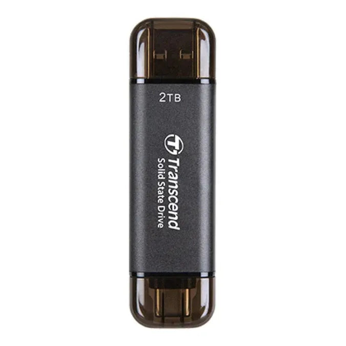 TRANSCEND 128 GB ESD310C USB3.2 TYPE A & C (USB 10Gbps) OTG COMPACT PORTABLE SSD - Read 1050MB/s Write 950 MB/s - Black