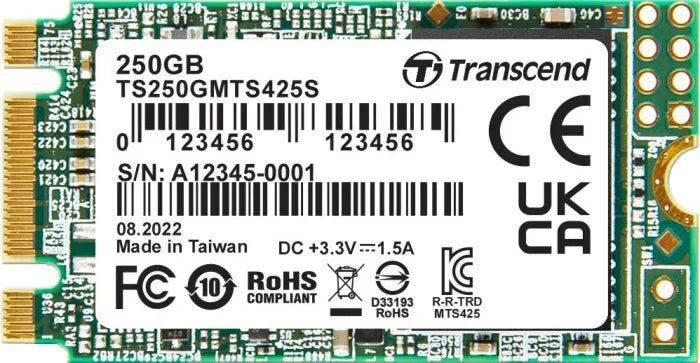 TRANSCEND 250GB MTS425S M.2 SATA 3 2242 SSD - CACHELESS TLC - image 2