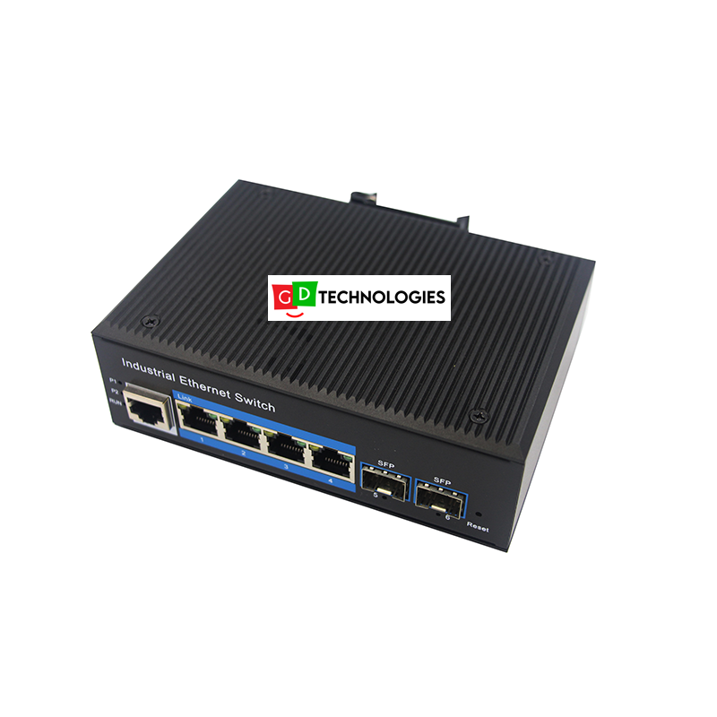 UTEPO 4 PORT GB MANAGED INDUSTRIAL POE + 2 GB SFP SWITCH (Incl PSU)