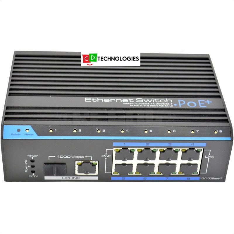 UTEPO 8 PORT 10/100 INDUSTRIAL POE + 1 GB TP + 1 SFP UPLINK SWITCH