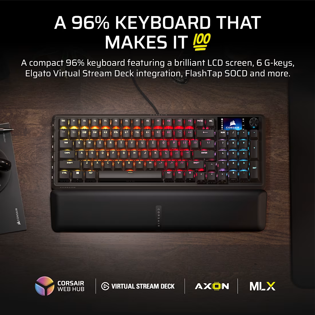 Corsair VANGUARD 96% Gaming Keyboard - MLX Fusion tactile switches - Black. - image 2