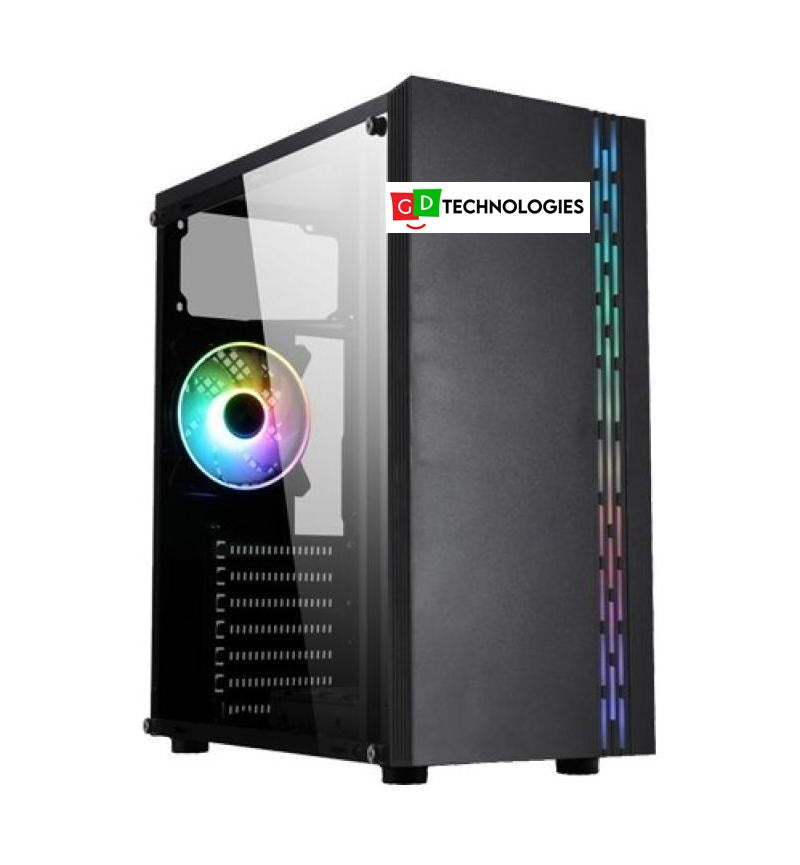 MICROWORLD BLACK ATX GAMING CASE - NO PSU