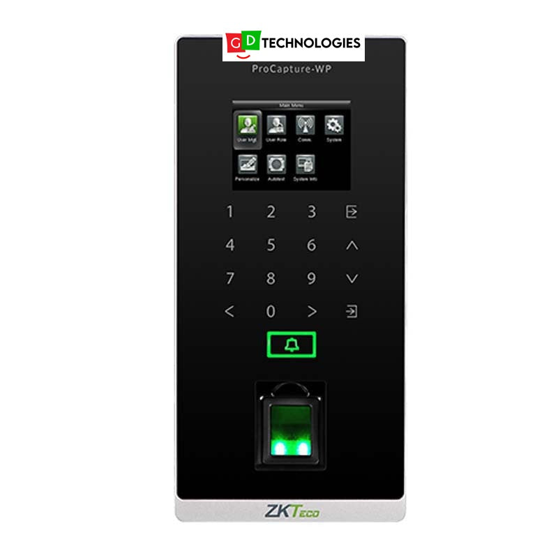 ZKTECO PROCAPTUREWP FINGERPRINT KEYPAD READER - GREEN LABEL - IP65