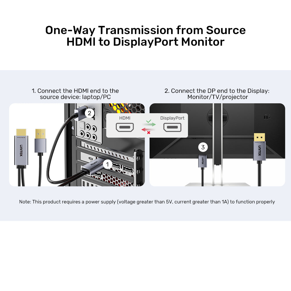 UNITEK 4K ACTIVE HDMI TO DP M UNDIRECT CAB(V1714A) - image 6