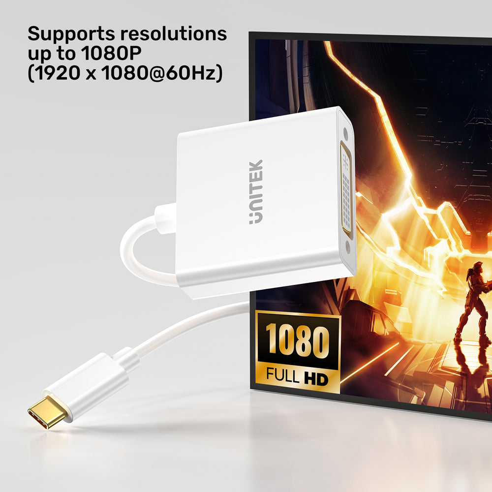 UNITEK V1429A 15CM USB TYPE-C TO DVI ADAPTER - WHITE - image 8