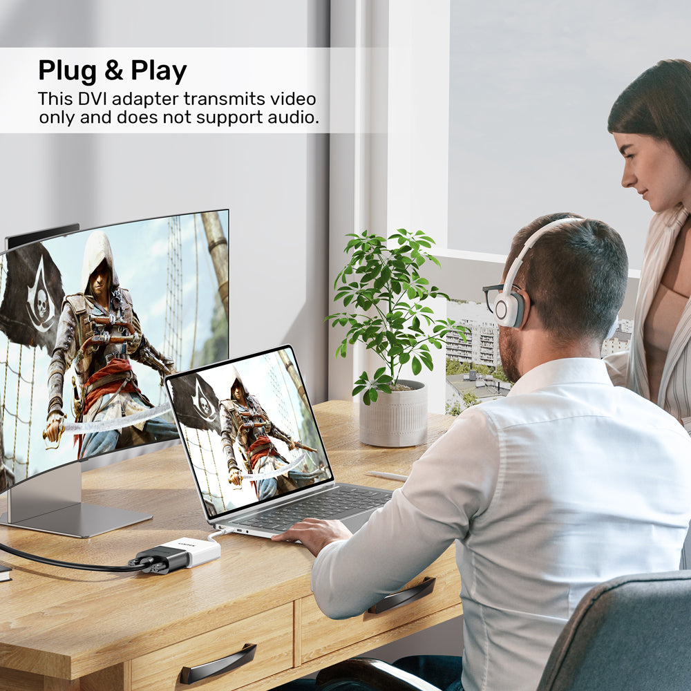 UNITEK V1429A 15CM USB TYPE-C TO DVI ADAPTER - WHITE - image 9