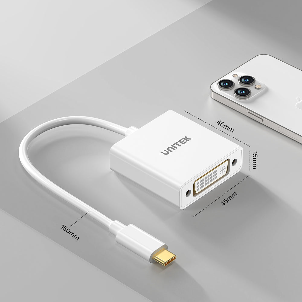 UNITEK V1429A 15CM USB TYPE-C TO DVI ADAPTER - WHITE - image 10