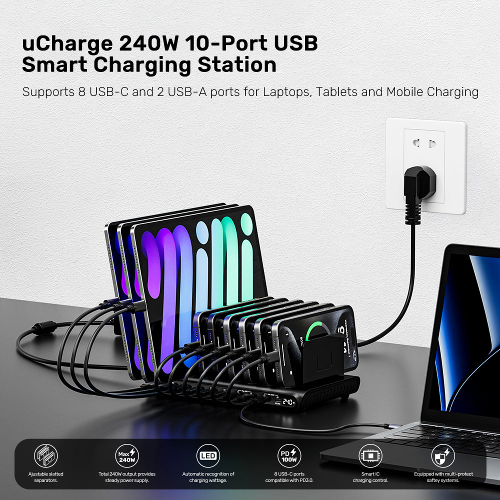 UNITEK 10-PORT USB STATION 8USB-C & 2USB-A (P1230C - image 8