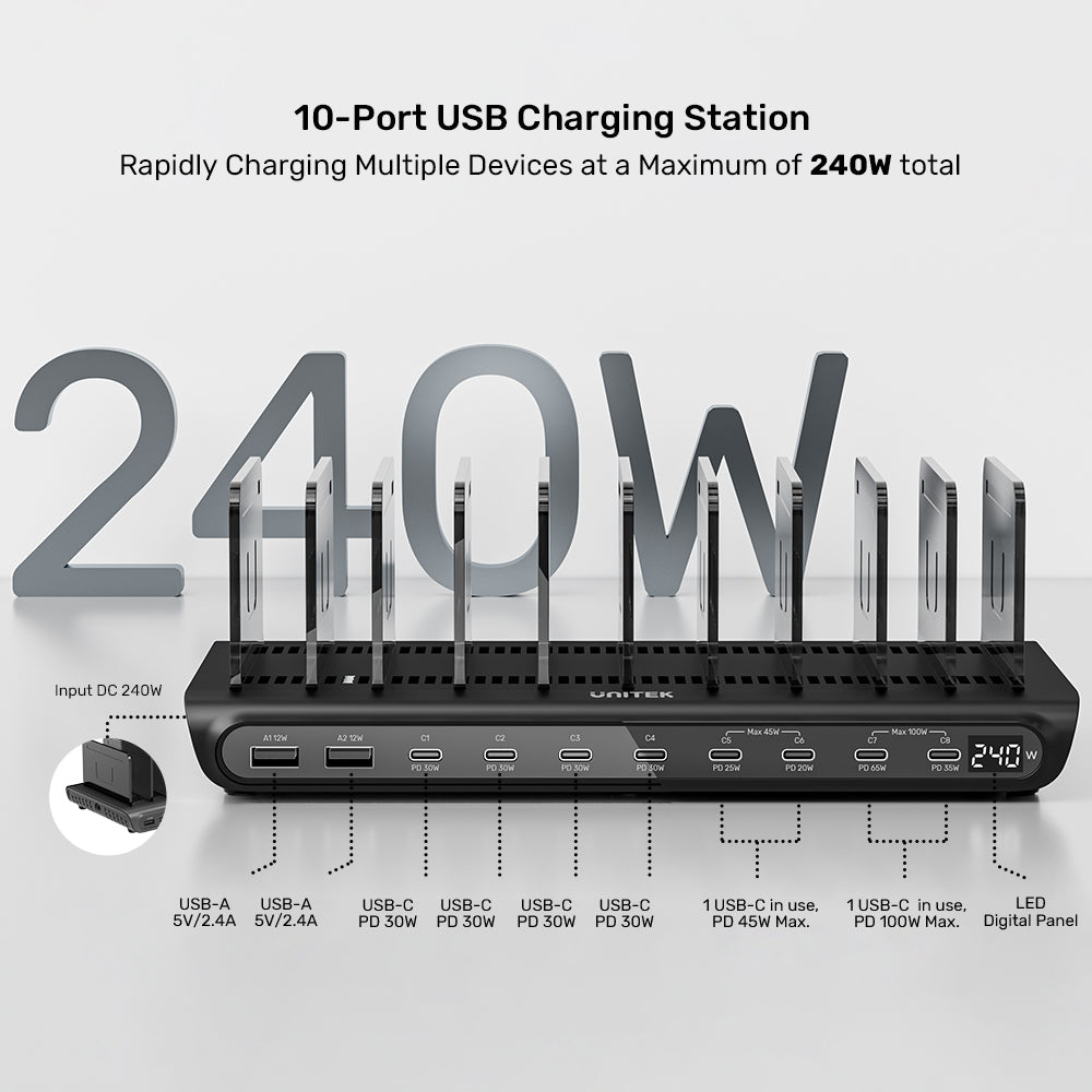 UNITEK 10-PORT USB STATION 8USB-C & 2USB-A (P1230C - image 9