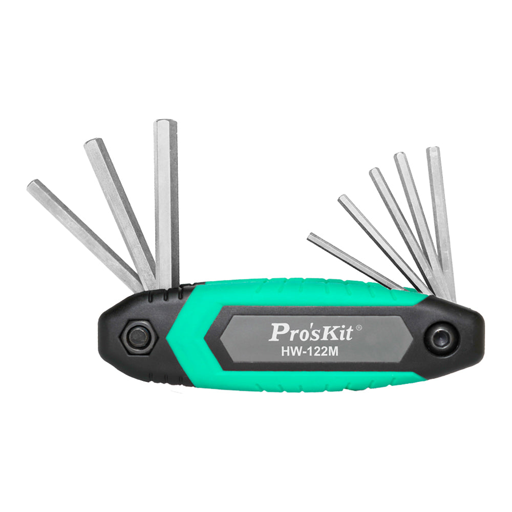 PROSKIT HW-122M FOLDING 8-PIECE METRIC HEX-KEY SET