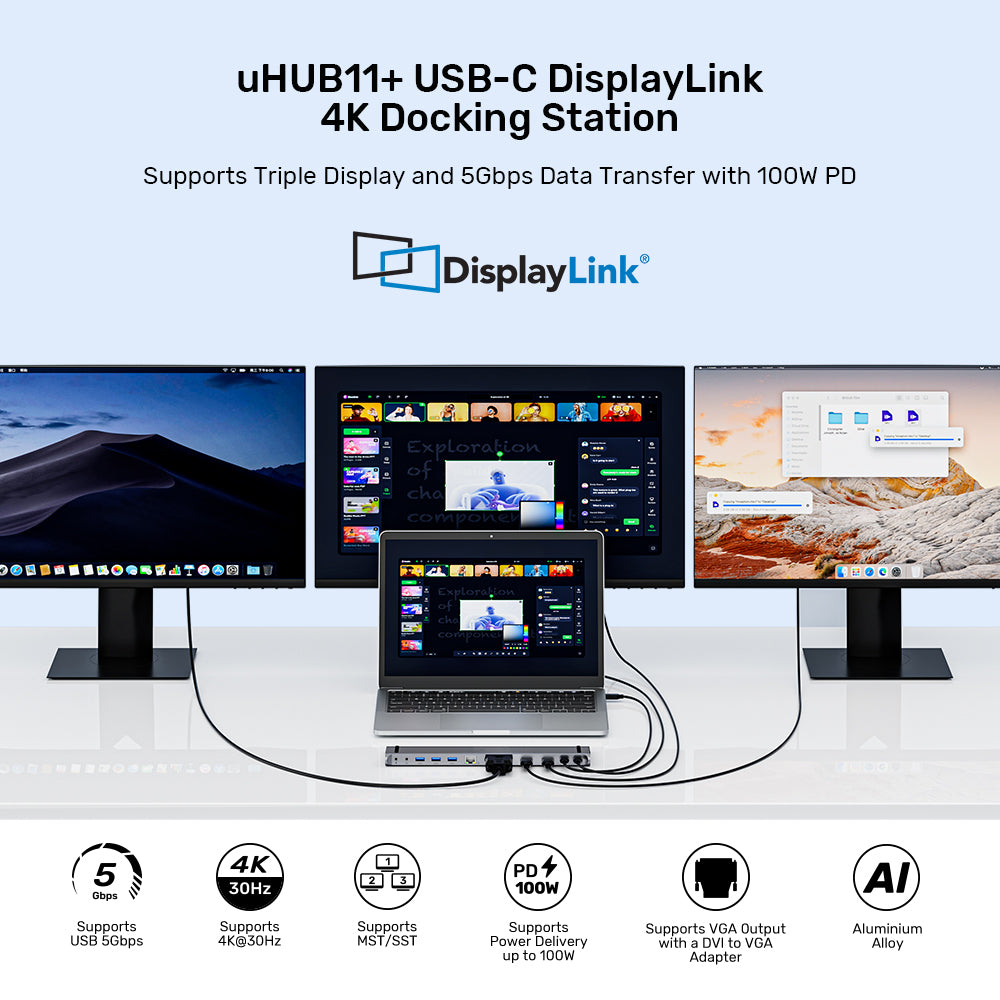 UNITEK USB-C 4K DS/TRIPLE DISPLAY&5GBPS(D1147AGY01 - image 6