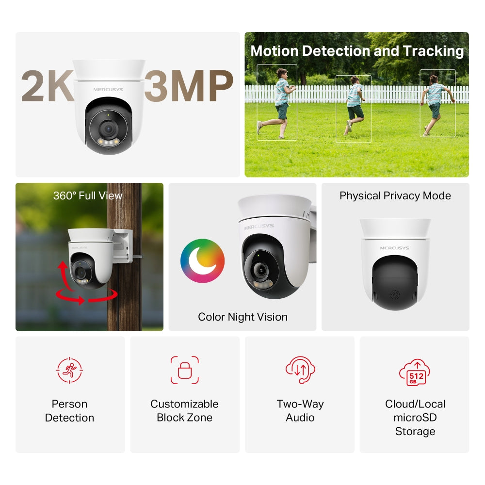 MERCUSYS 2K 3MP PAN TILT WIFI CAMERA - image 3