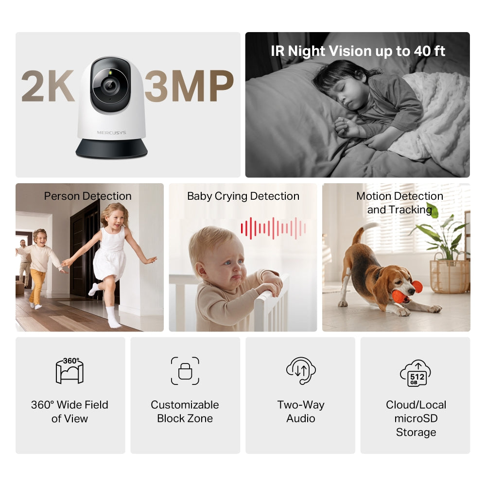 MERCUSYS INDOOR PAN/TILT 2K 360DEG CAM(RETAIL ONLY - image 3